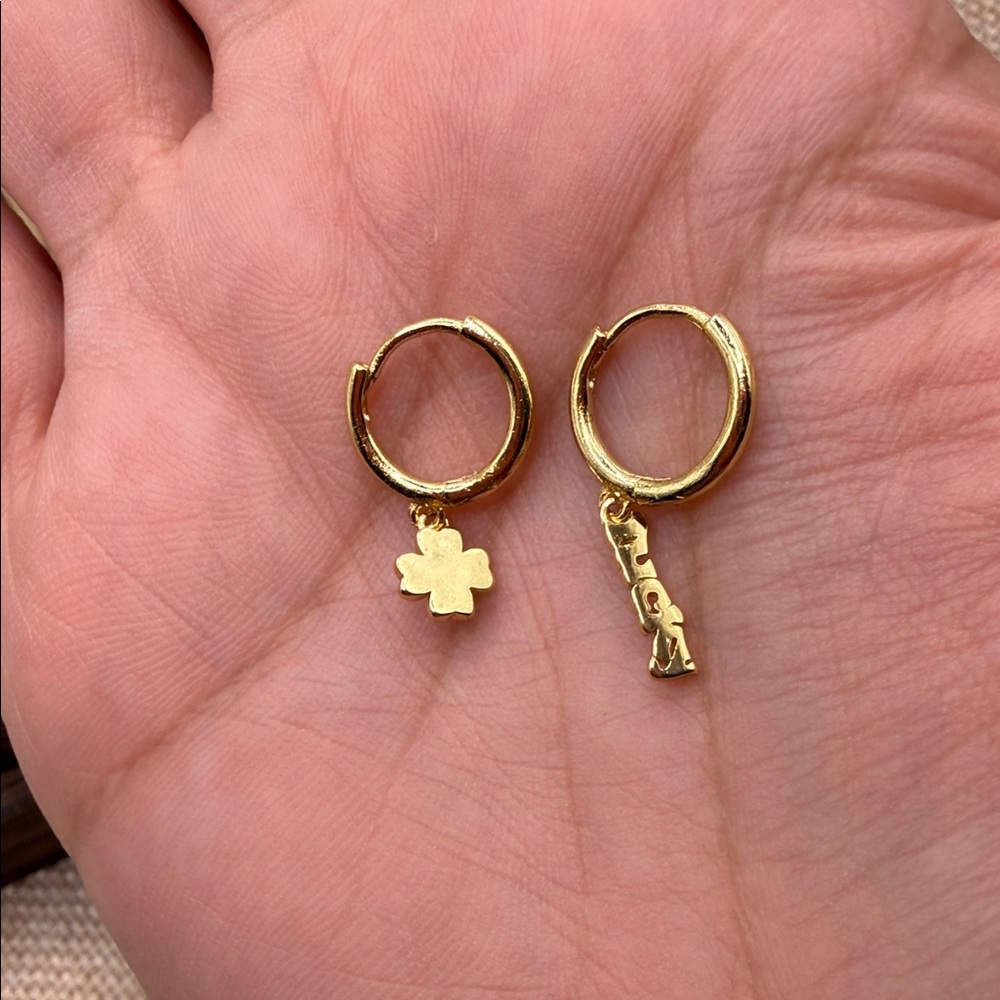 Firm price ⭐️Second Hand ✋🏻Gold Hoop Earrings with Charms925